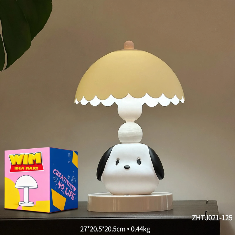 Dog table lamp in white, collapsible