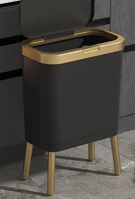 GoldenSlim Modern Trash Can with Lid Bowlift