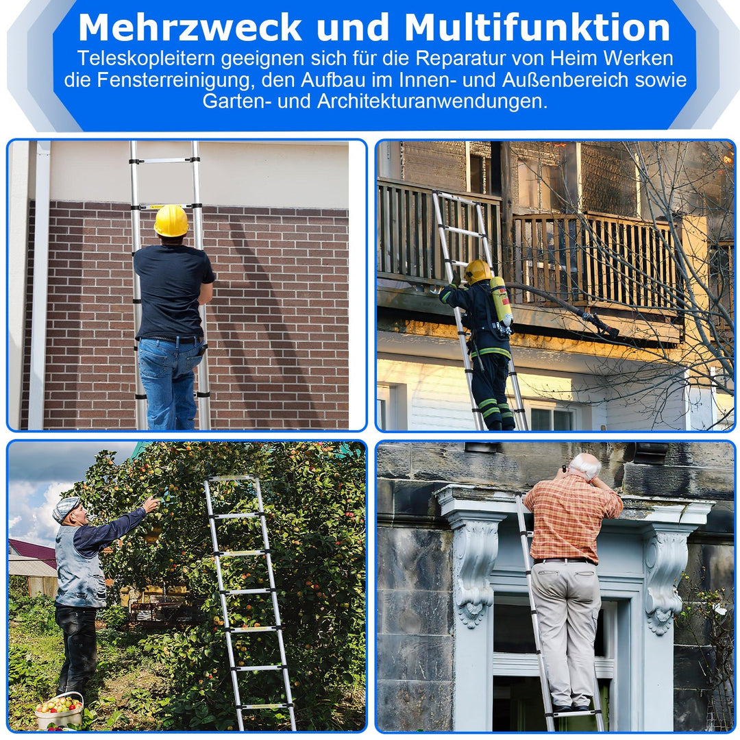 Telescopic Ladder Aluminum Load capacity up to 150kg 2.6m-5m | Bowlift