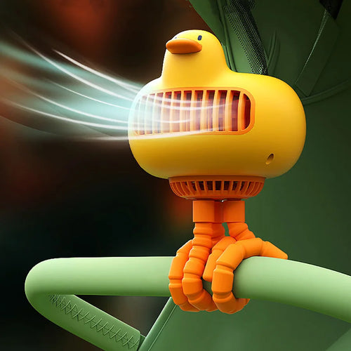 Yellow Duck Bladeless Baby Stroller Fan with 130° Auto Rotation | Bowlift