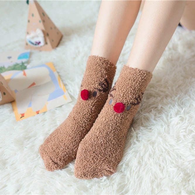 BowLift | MerryFeet Cozy Christmas Socks | Plush Coral Fleece | Warm Winter Gift Box