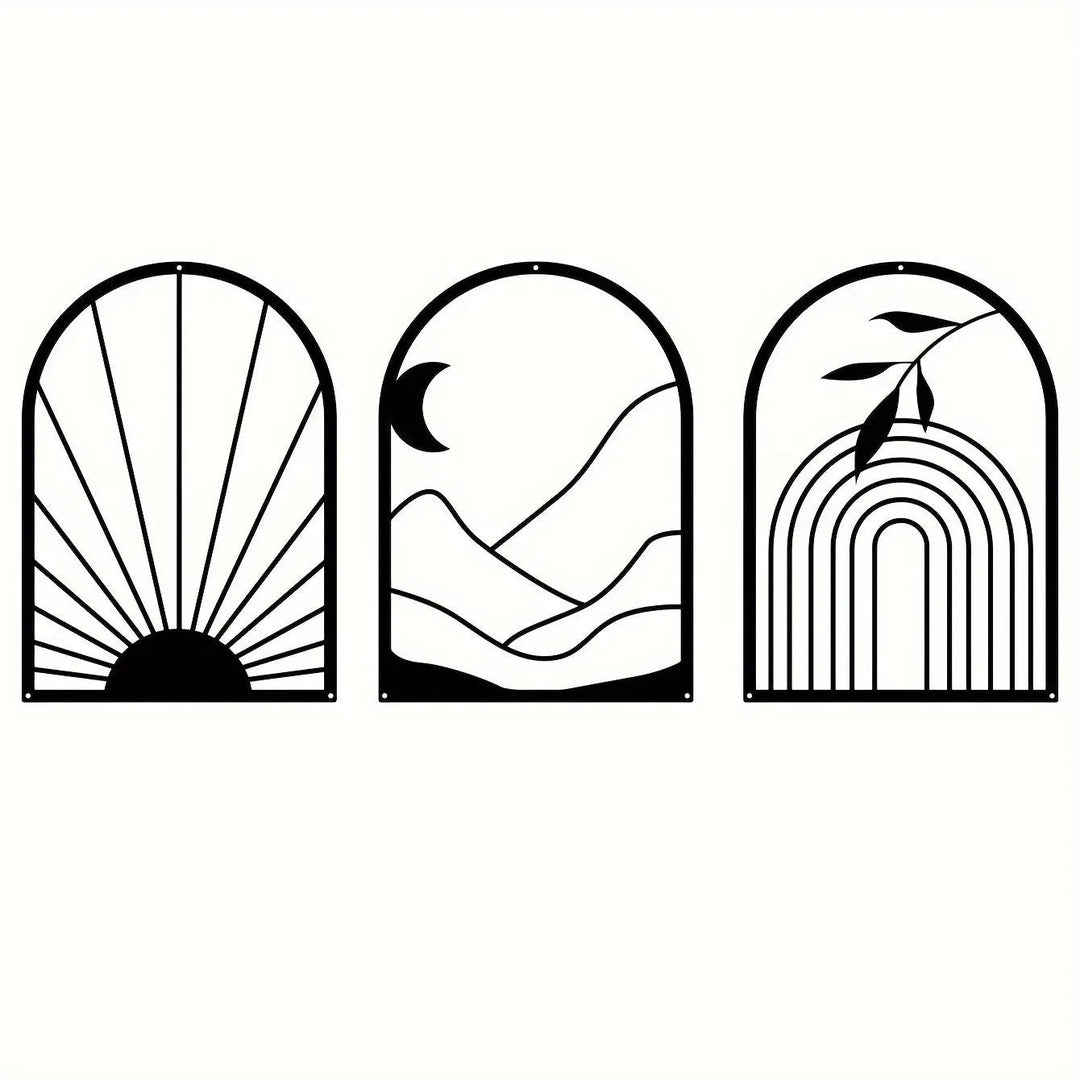 BowLift | Nordic Iron Line Wall Art – Antique Silhouette Metal Pendants