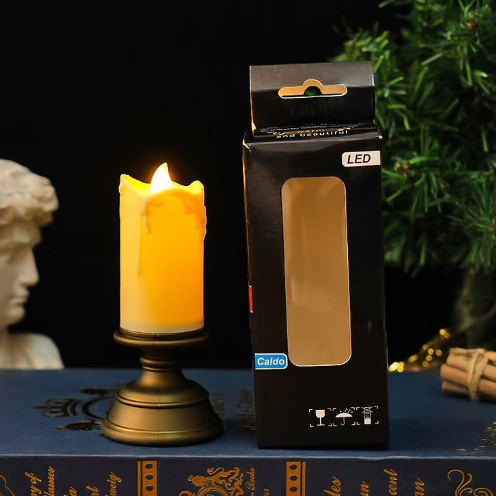 LED candle with drip effect in vintage style