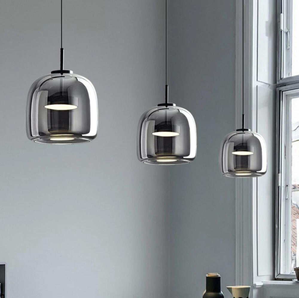 BowLift | MidnightShine Lamp - Modern Black Glass Design Pendant Light