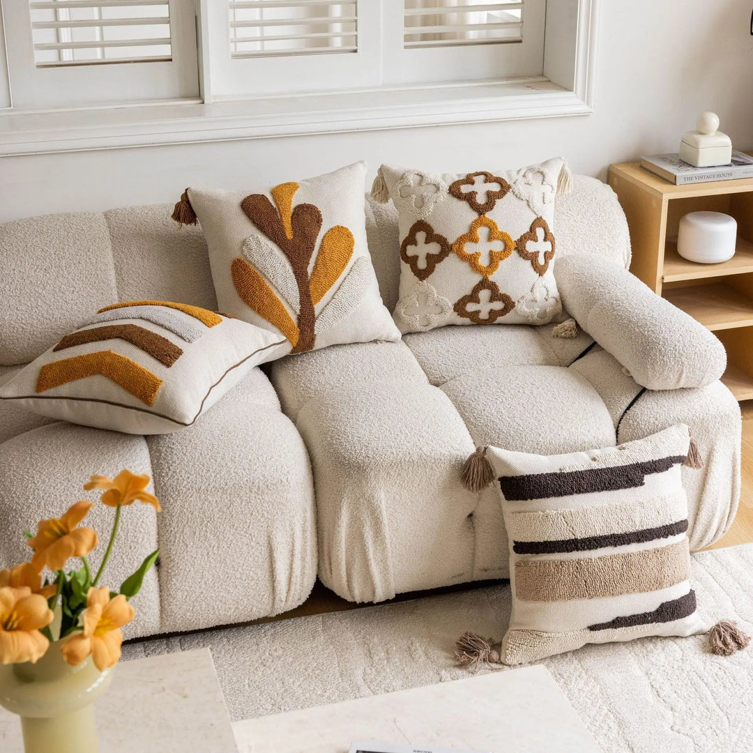 BowLift | Nordic Retro Tufted Cushion Cover – 45x45cm Yellow Brown Decorative Pillow