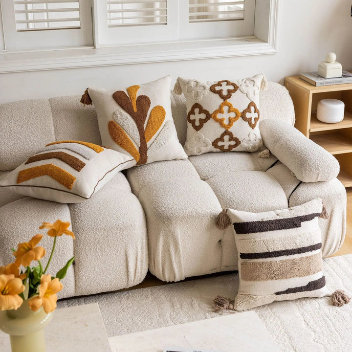 BowLift | Nordic Retro Tufted Cushion Cover – 45x45cm Yellow Brown Decorative Pillow