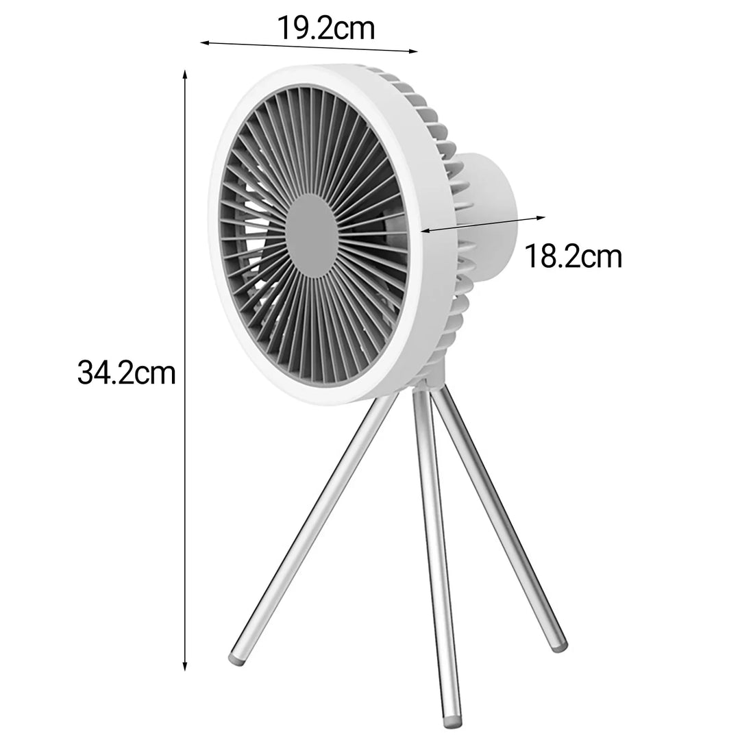 Rechargeable 10,000mAh Camping Fan with LED Lighting and Power Bank | Bowlift