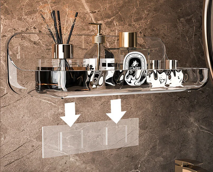 ClearGrip Acrylic Wall Shelf without Drilling – Transparent Bathroom Shelf for Cosmetics, Shampoo & More Bowlift