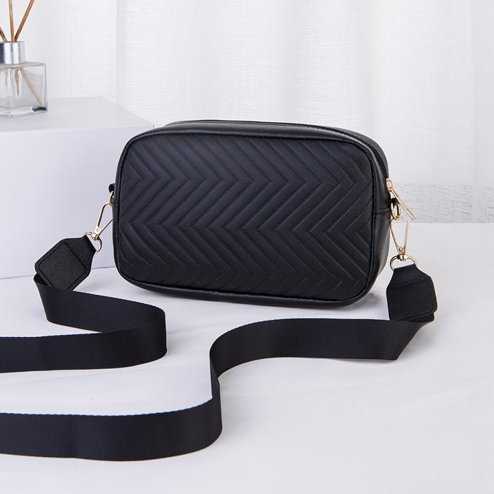 BowLift | NoirGlitz Padded PU Messenger Bag – Black Elegant Shoulder Bag with Sequins and Removable Strap
