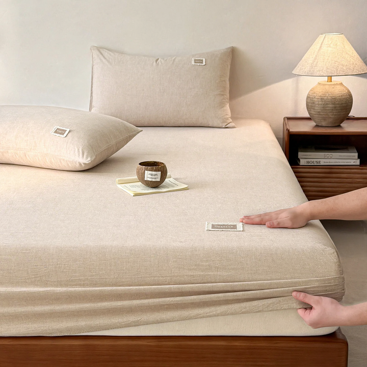 Cotton-linen fitted sheet, breathable