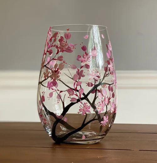 BowLift | Hand Painted Four Seasons Tree Wine Glasses | Unique Art