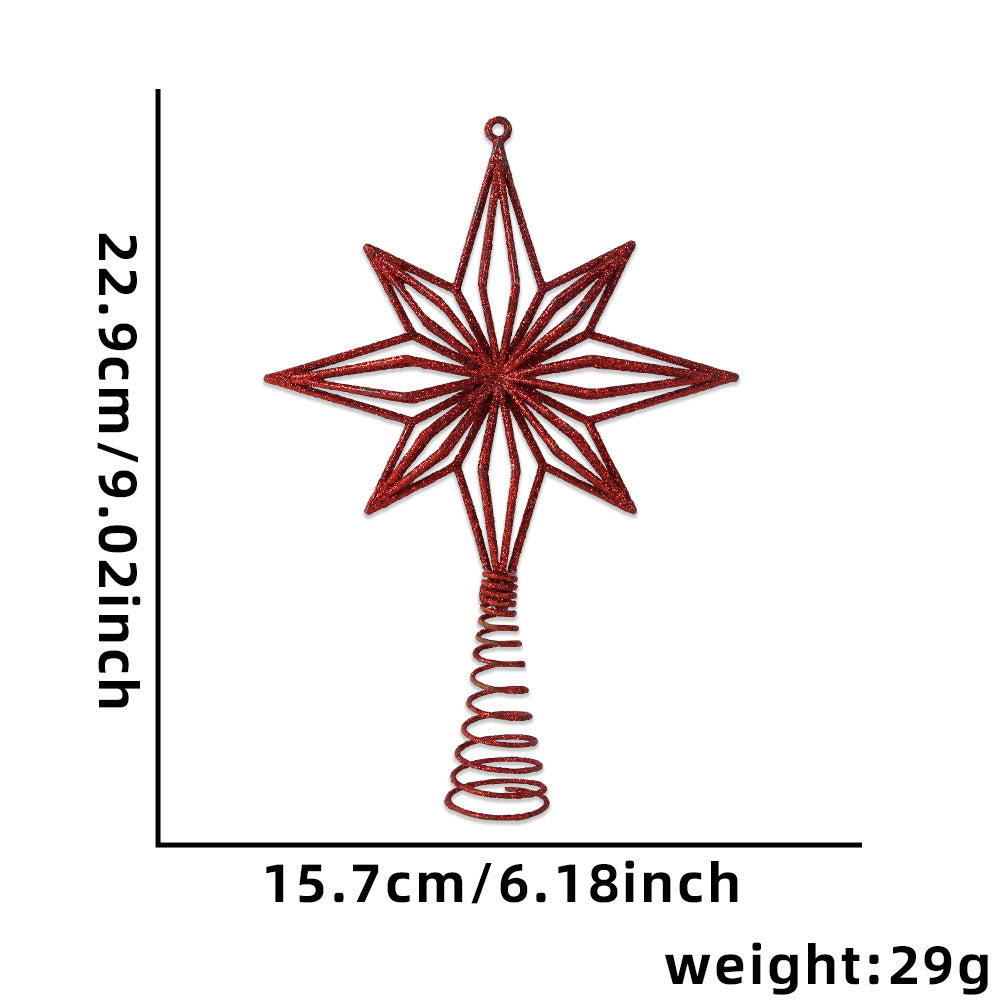 Christmas tree top star with glitter snowflake design