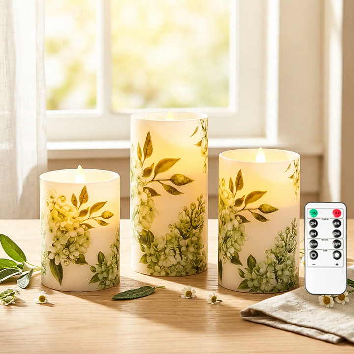 Rechargeable LED candles in a set of 3