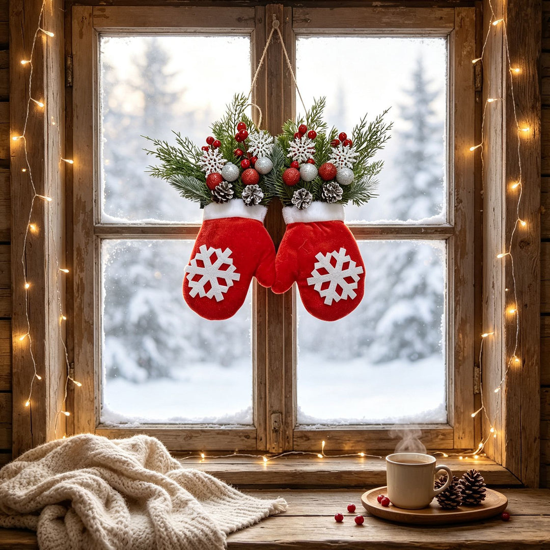 Christmas Glove Wreath with Lighting Option