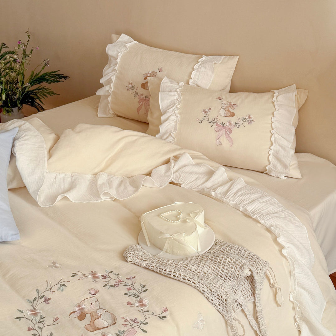 Cotton bedding 4-piece, double-layer gauze fabric