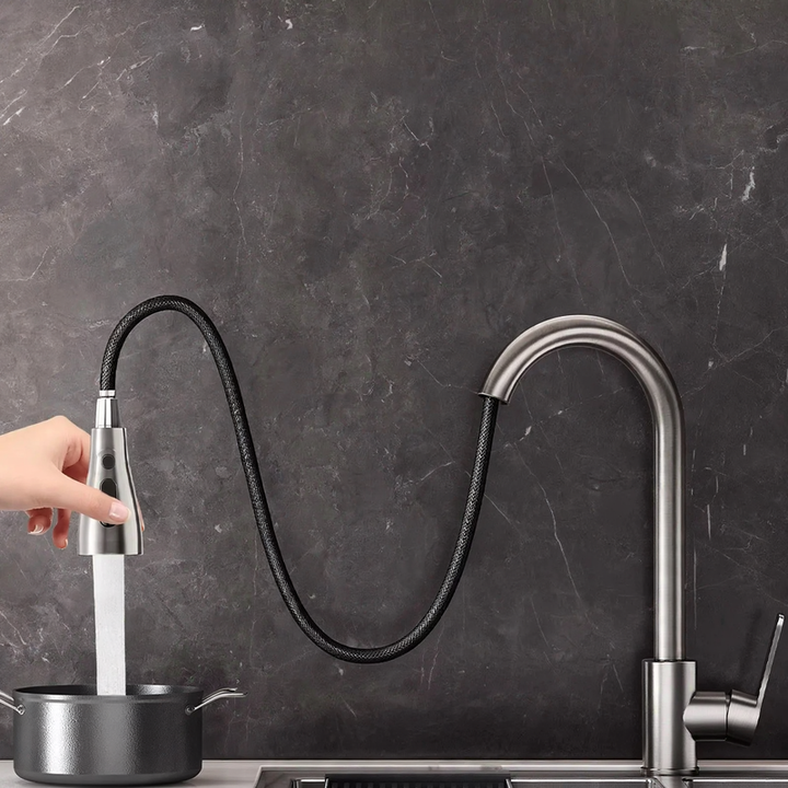 Pull-out kitchen faucet with ceramic valve