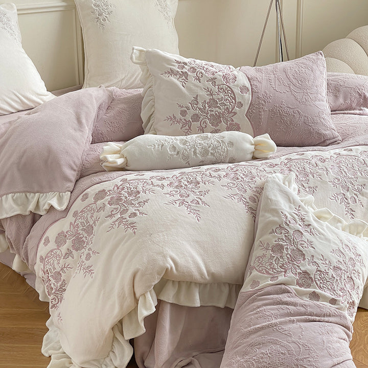 Milk fiber fleece bedding set, thickened, 4-piece