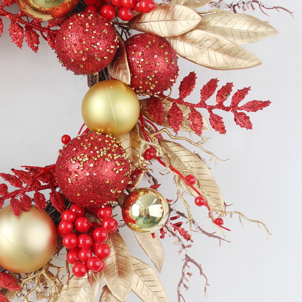 Christmas wreath with balls and leaves