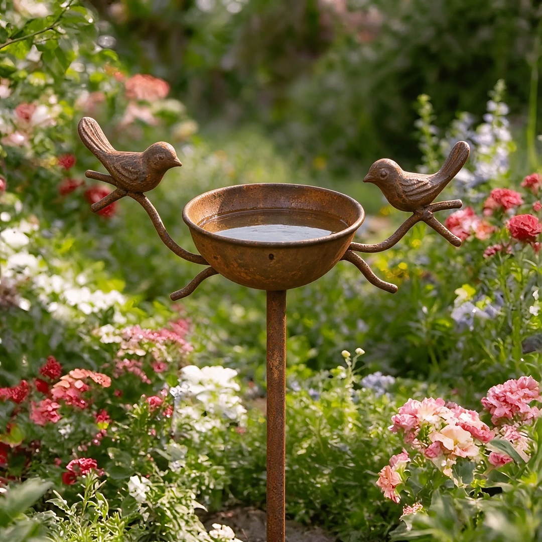 Rustic Bird Bath Set made of Iron