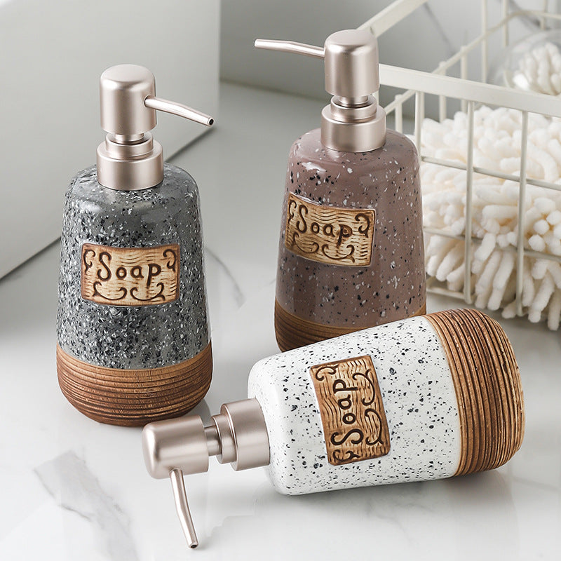 Ceramic soap dispenser with pump