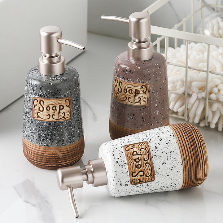 Ceramic soap dispenser with pump