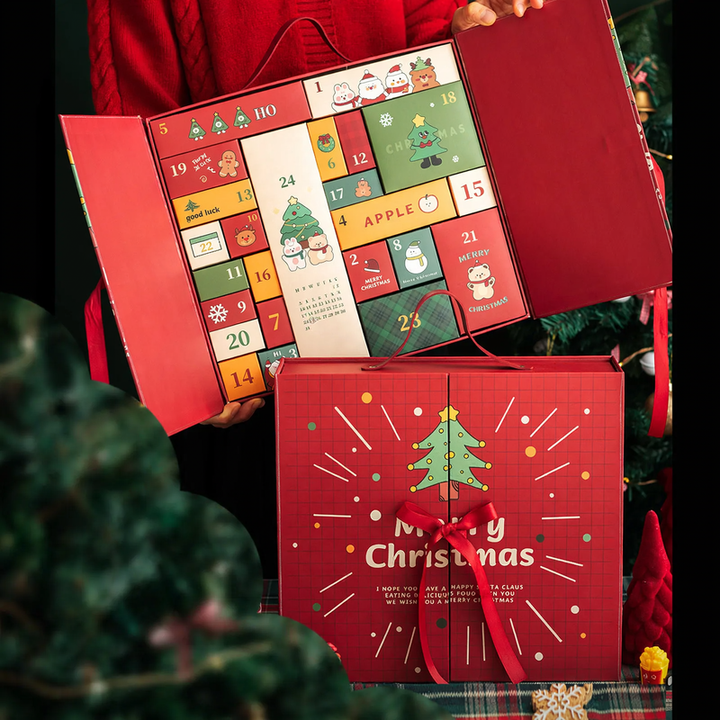 Christmas Advent Calendar Gift Box, 24 Compartments, Fabric