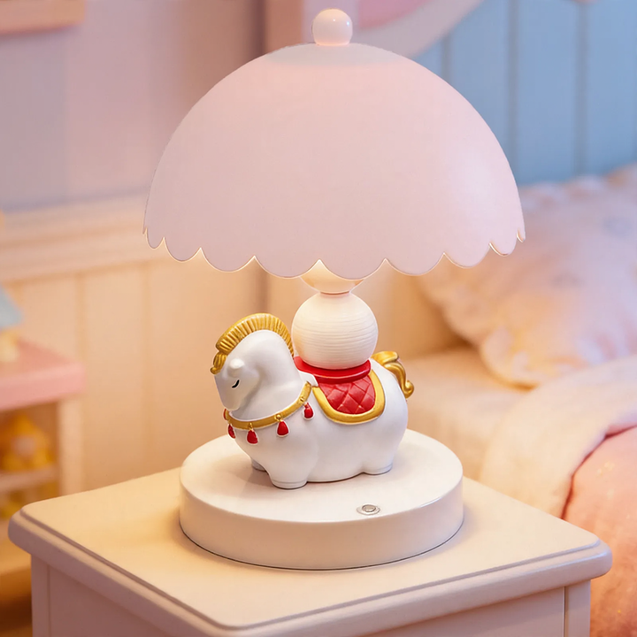 Horse figurine table lamp with dimming function