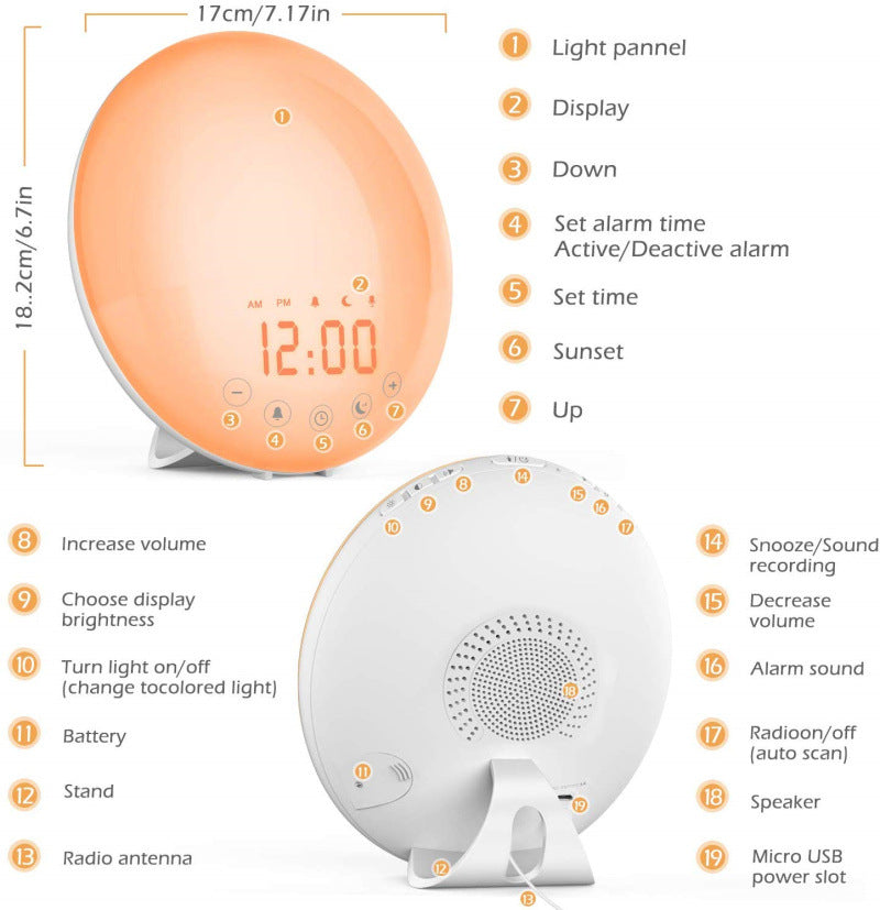 LED Wake-up Light with FM Radio and Color Change