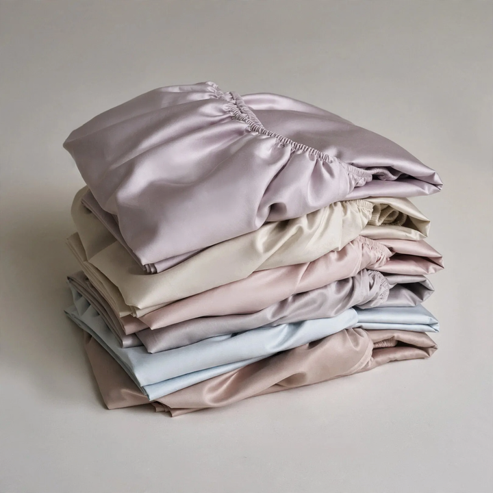 Cotton bed linen set, plain, satin weave