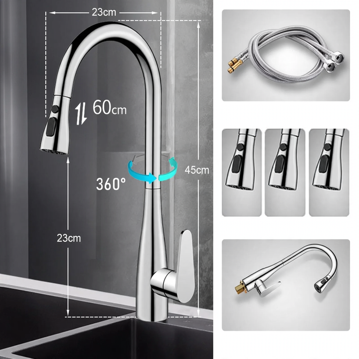 Pull-out kitchen faucet with ceramic valve