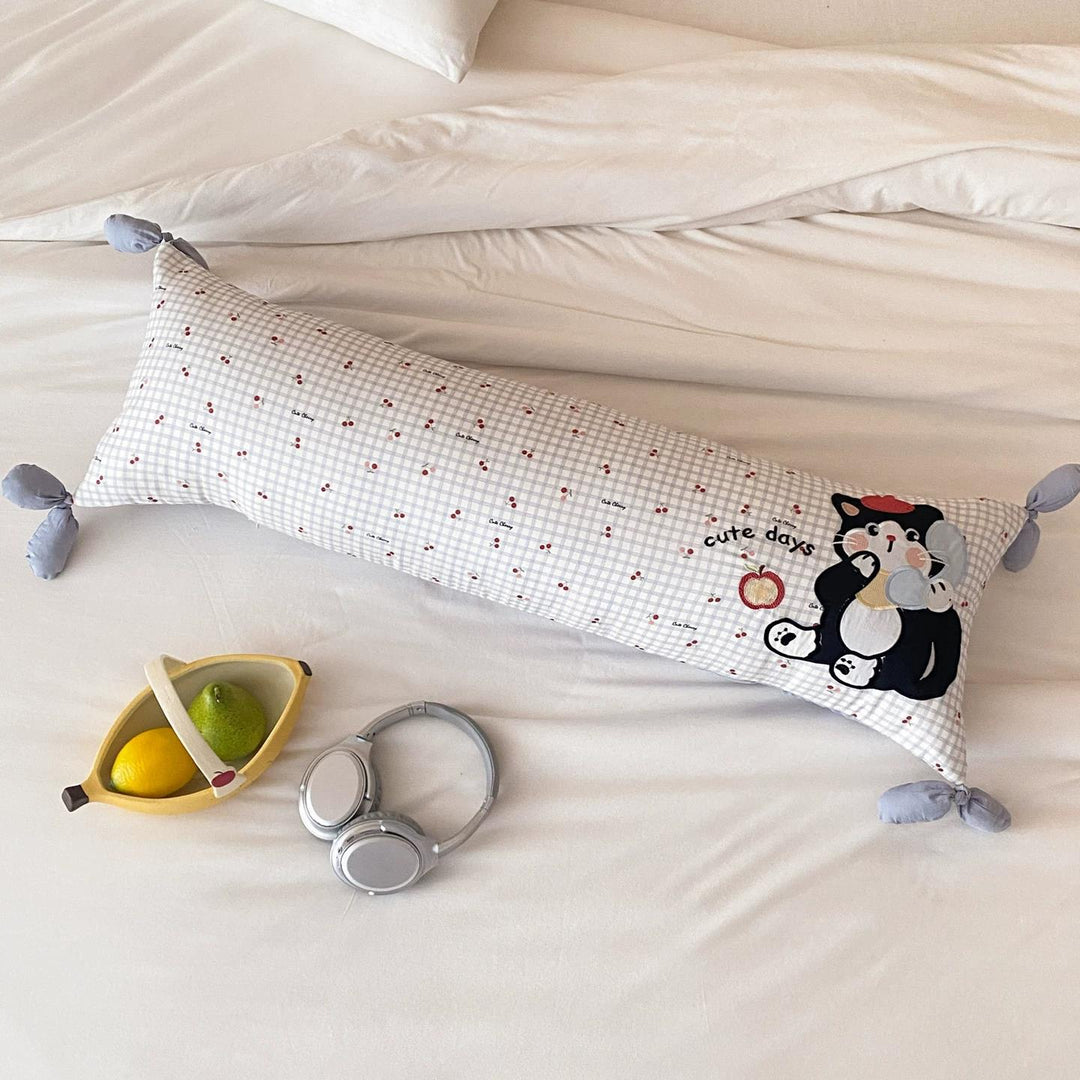 Long cotton nursing pillow, removable cover