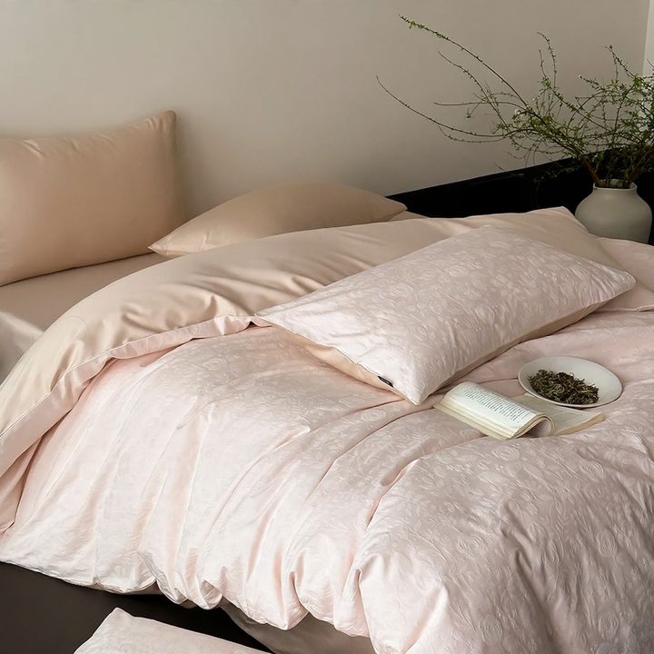 Cotton bedding set, 4-piece, long-staple cotton