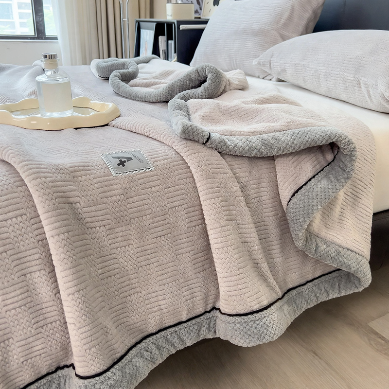 Thick milk fiber fleece blanket, solid color