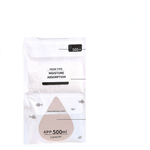 Hanging dehumidifying bag for moisture regulation