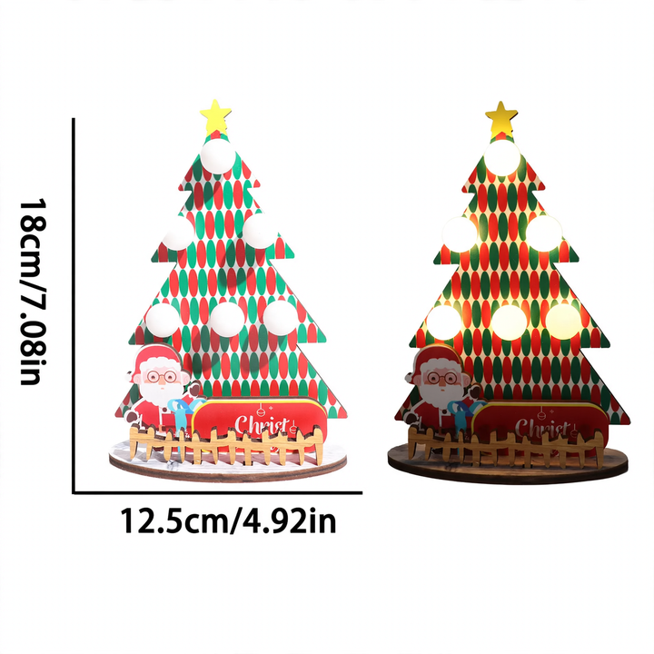 Decorative wooden Christmas tree table lamp with LED
