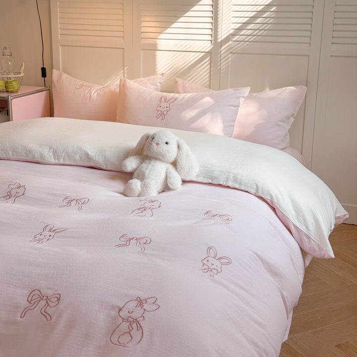 Super soft cotton muslin bedding set, double layer