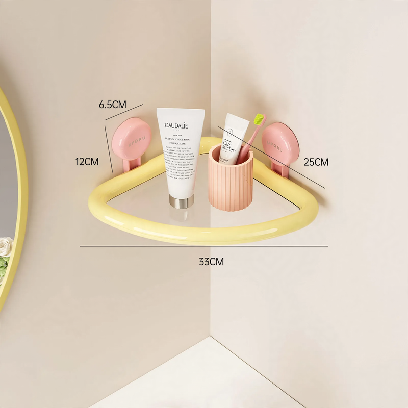 Triangle bath shelf with suction cup, ABS+PET