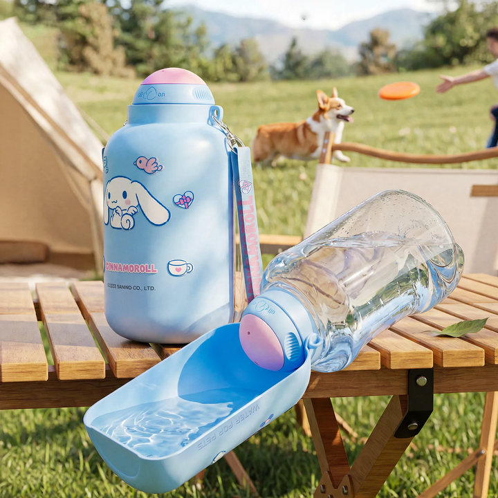 Portable water and feeding bowl bottle for pets
