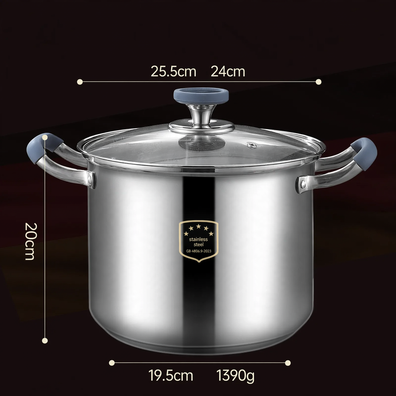 Stainless Steel Soup Pot 24 cm with Glass Lid