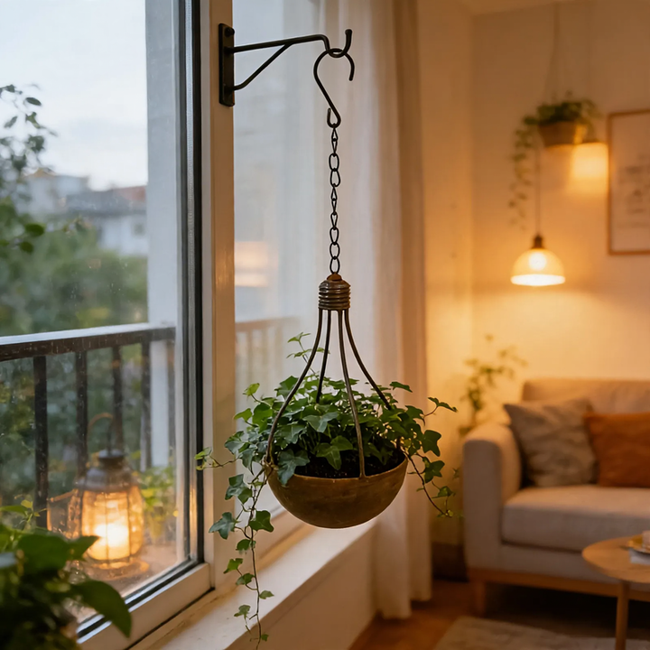 Birdhouse in light bulb shape made of iron