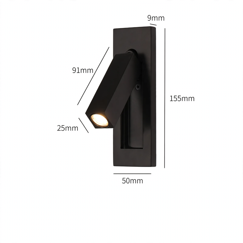 Wall lamp with reading light and USB charging port