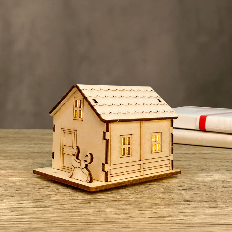 Decorative wooden Christmas light house to customize