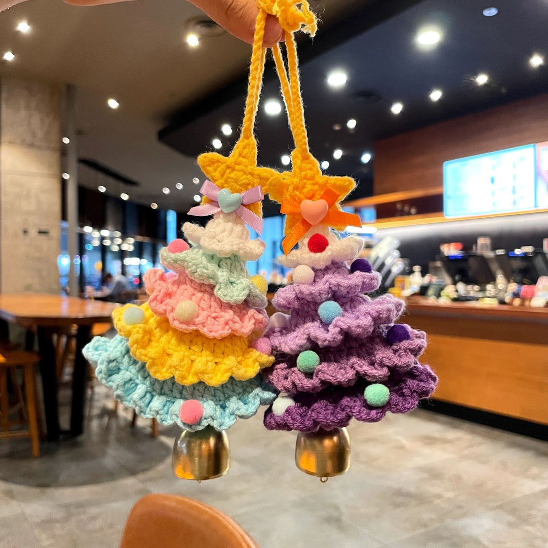 Crocheted mini Christmas tree ornament