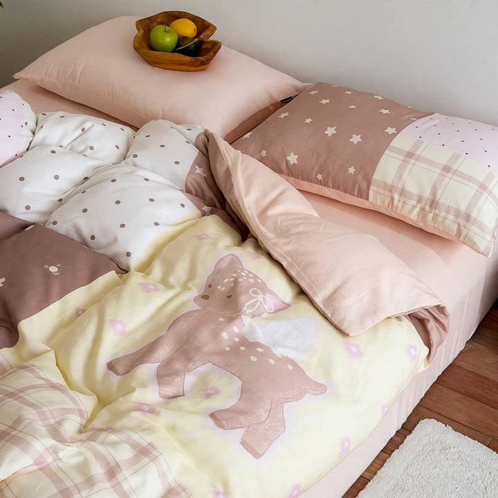 Cotton bedding set, double layer, 3-4 pieces