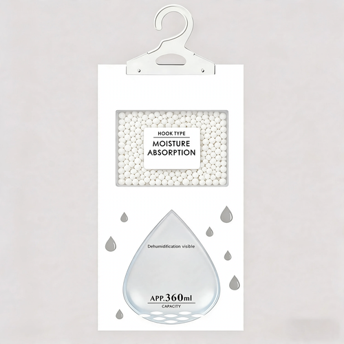 Hanging dehumidifying bag against moisture
