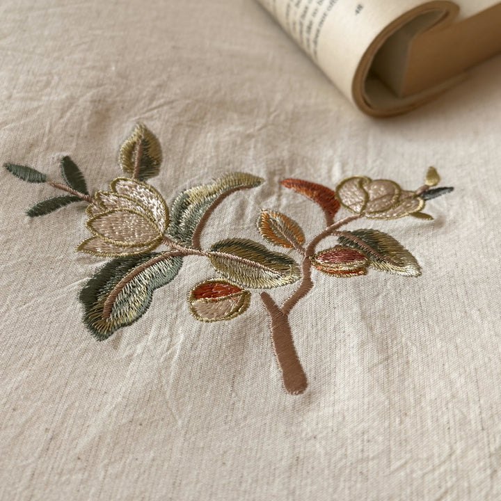 Vintage cotton-linen bedding set with precision embroidery