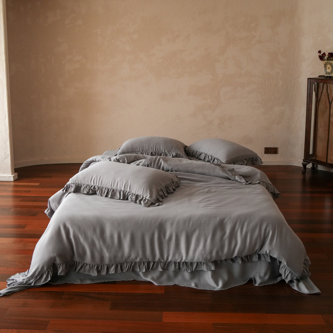 Tencel bedding set, 4-piece, with ruffles