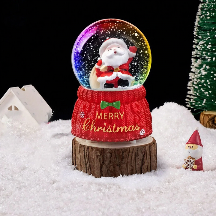 Christmas snow globe with light and music