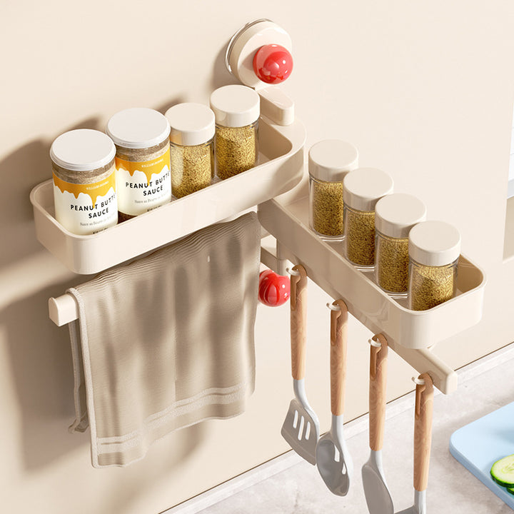 Rotating suction cup spice rack, wall mounted