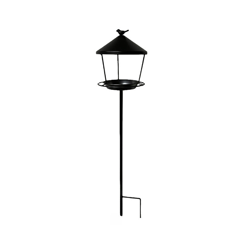Bird feeding station with ground spike made of iron